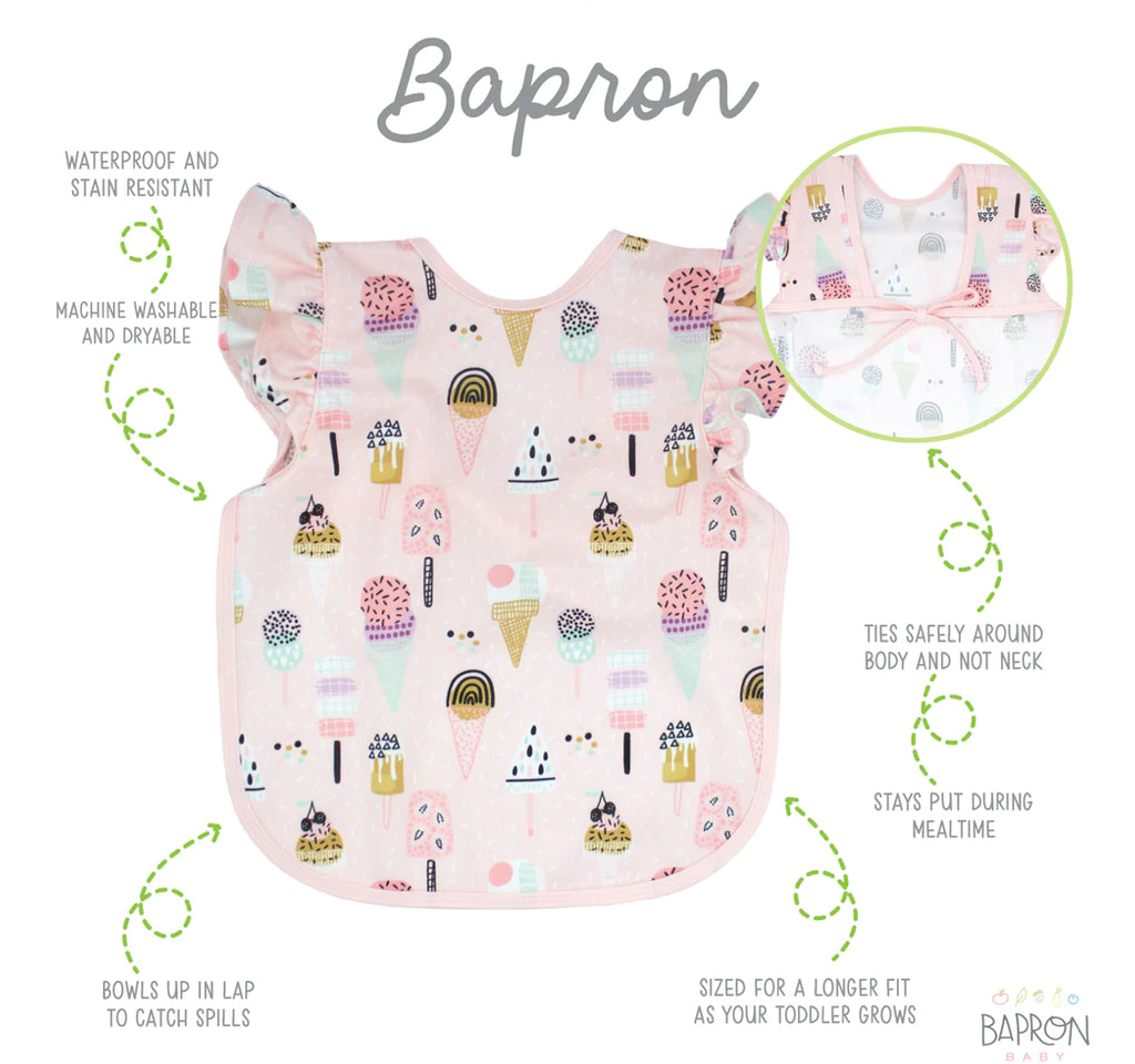 Pink Ice Cream Bapron Baby Bib