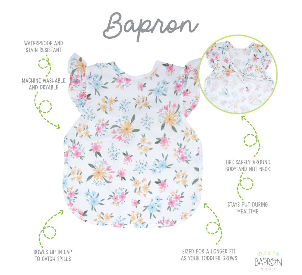Pastel Floral Flutter Bapron Baby Bib
