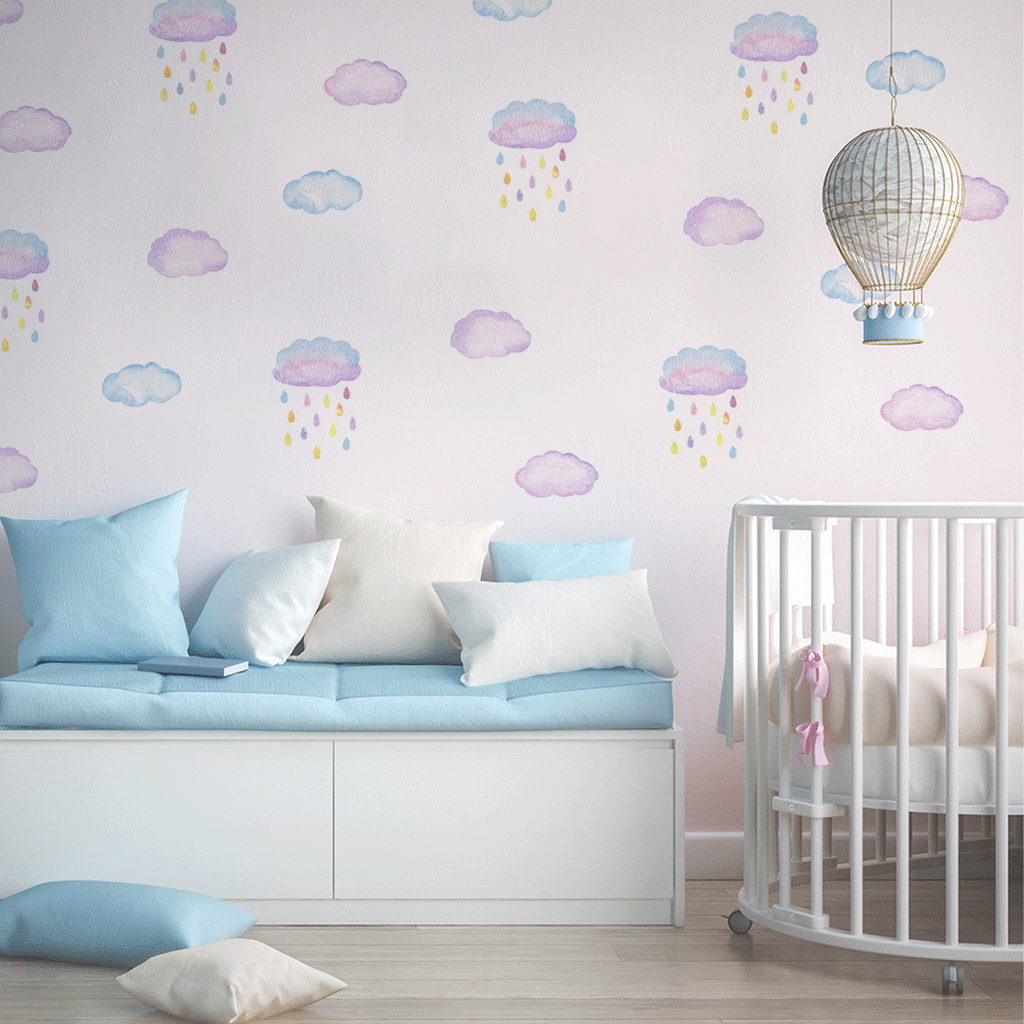 Watercolour clouds wall stickers