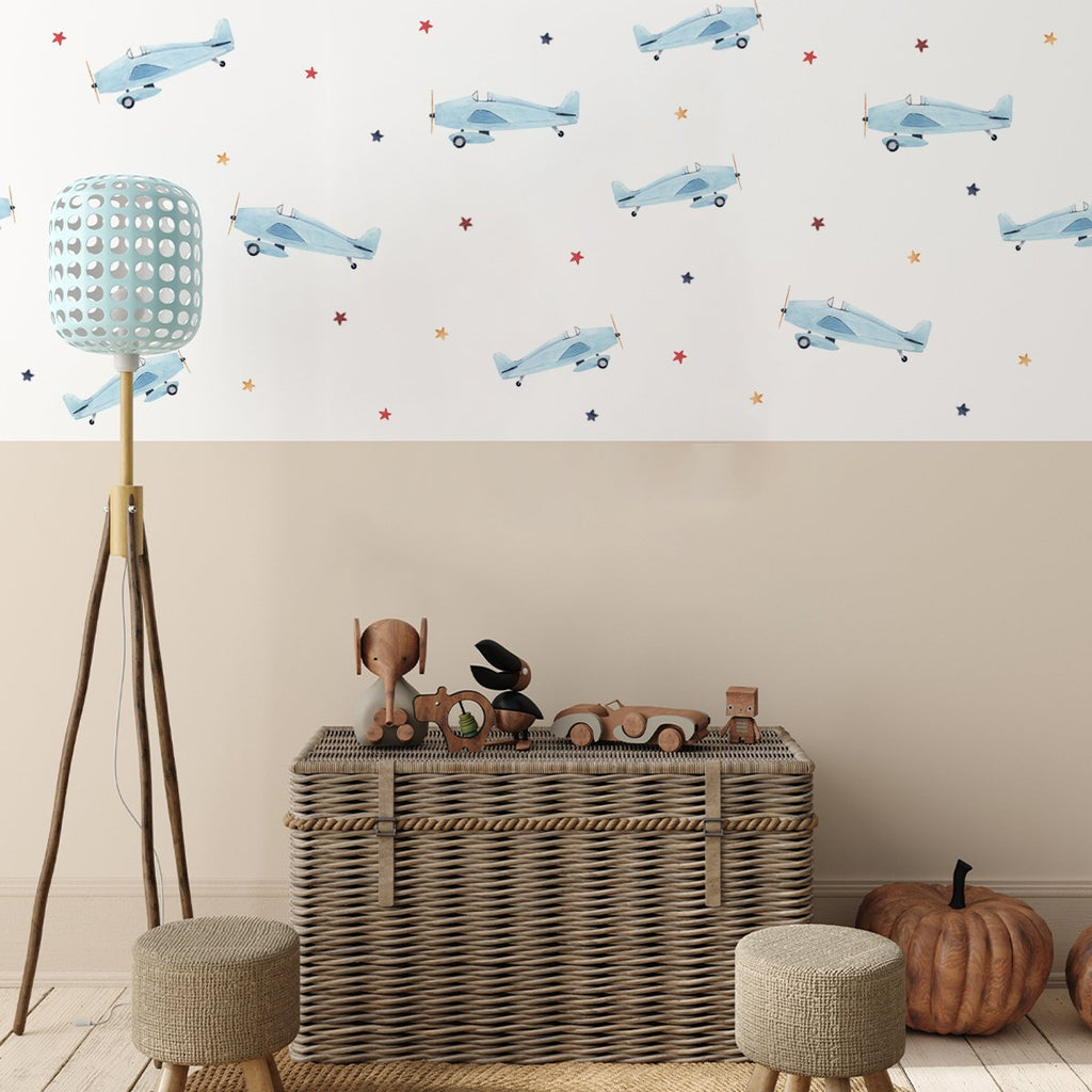 Planes with stars wall stickers