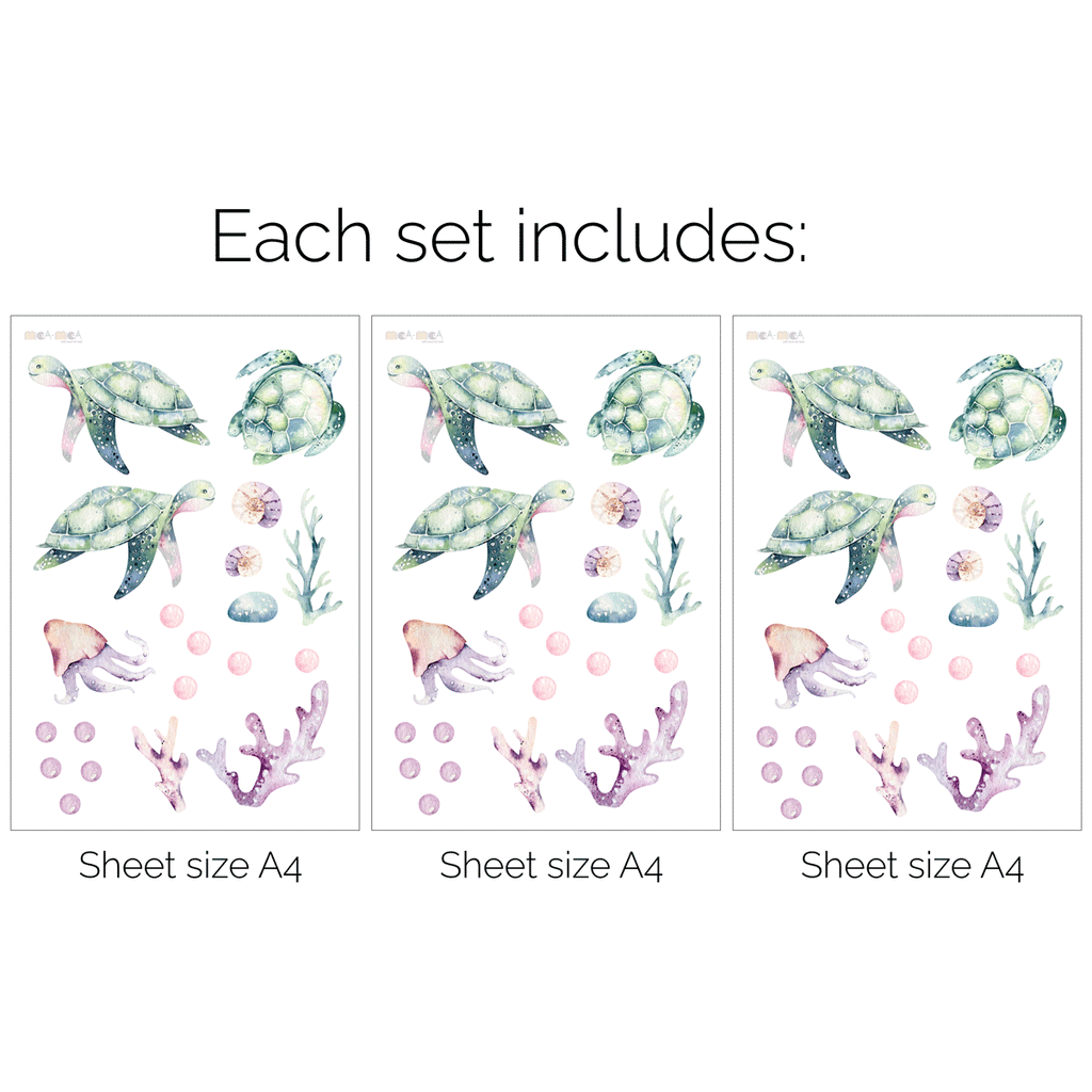 Lilac Turtle world wall stickers