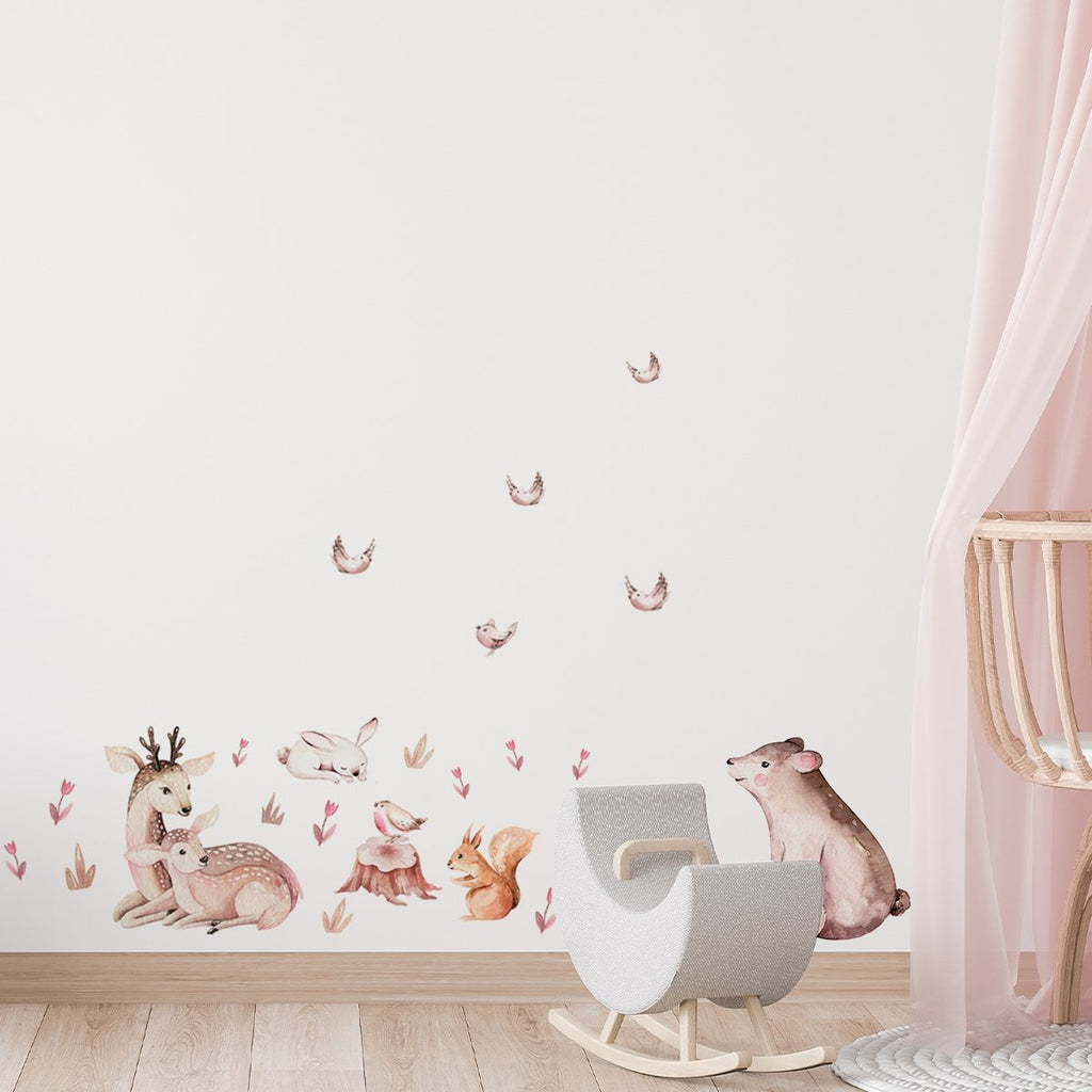 Watercolour forest friends wall stickers