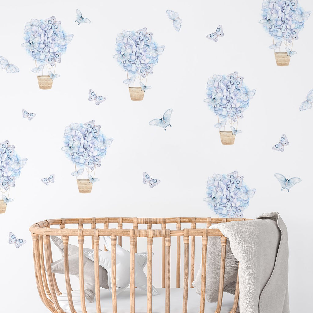 Floral balloons and butterflies wall stickers