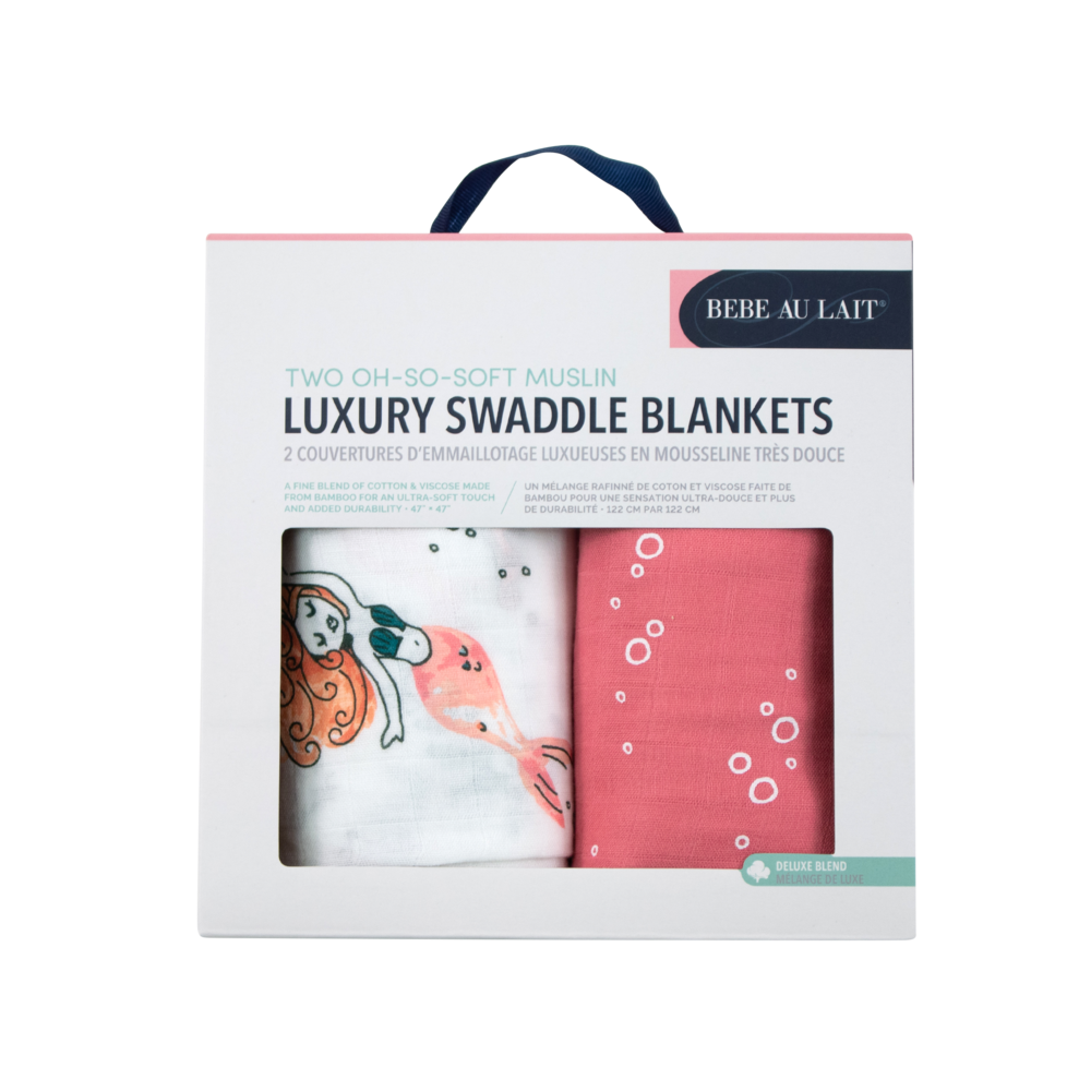 Mermaid + Bubbles Luxury Muslin Swaddle Blanket Set