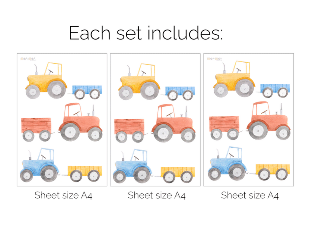 Busy tractors & trailors wall stickers