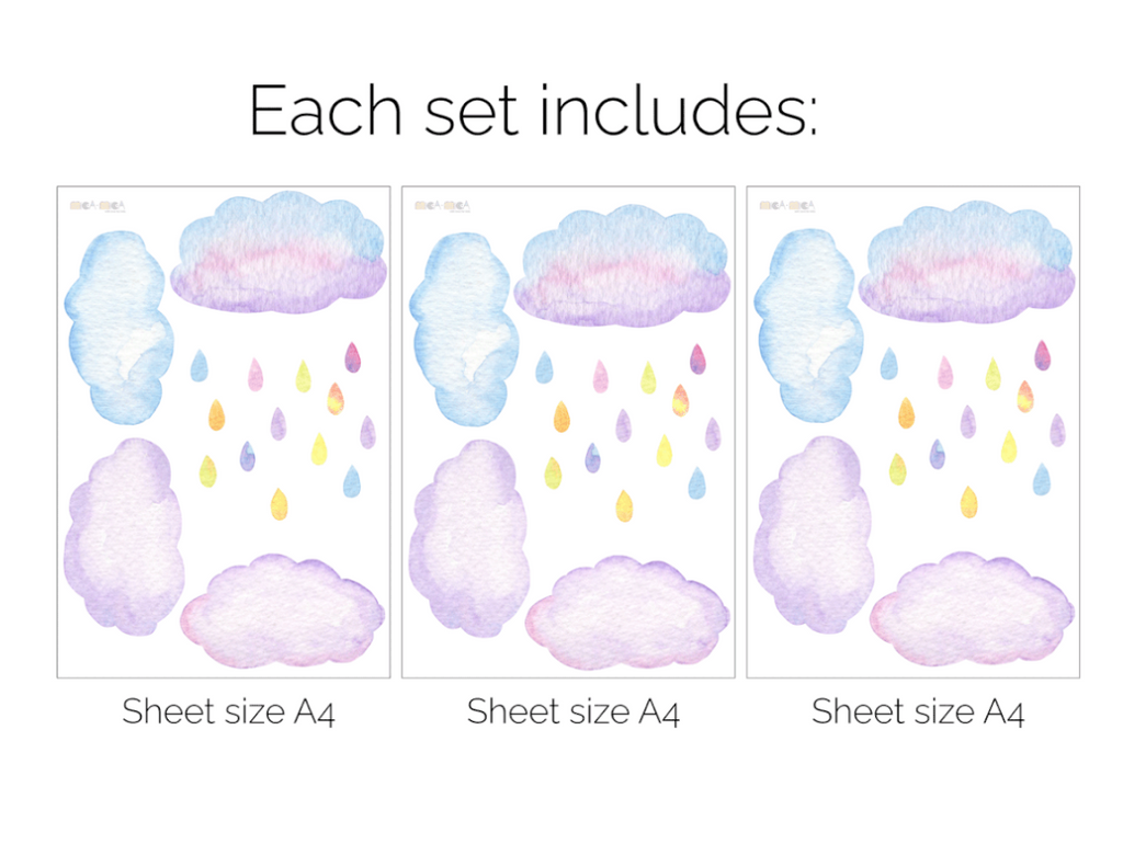 Watercolour clouds wall stickers
