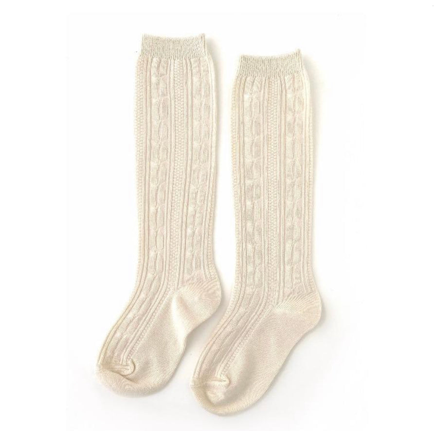 Vanilla Cable Knit Knee High Socks