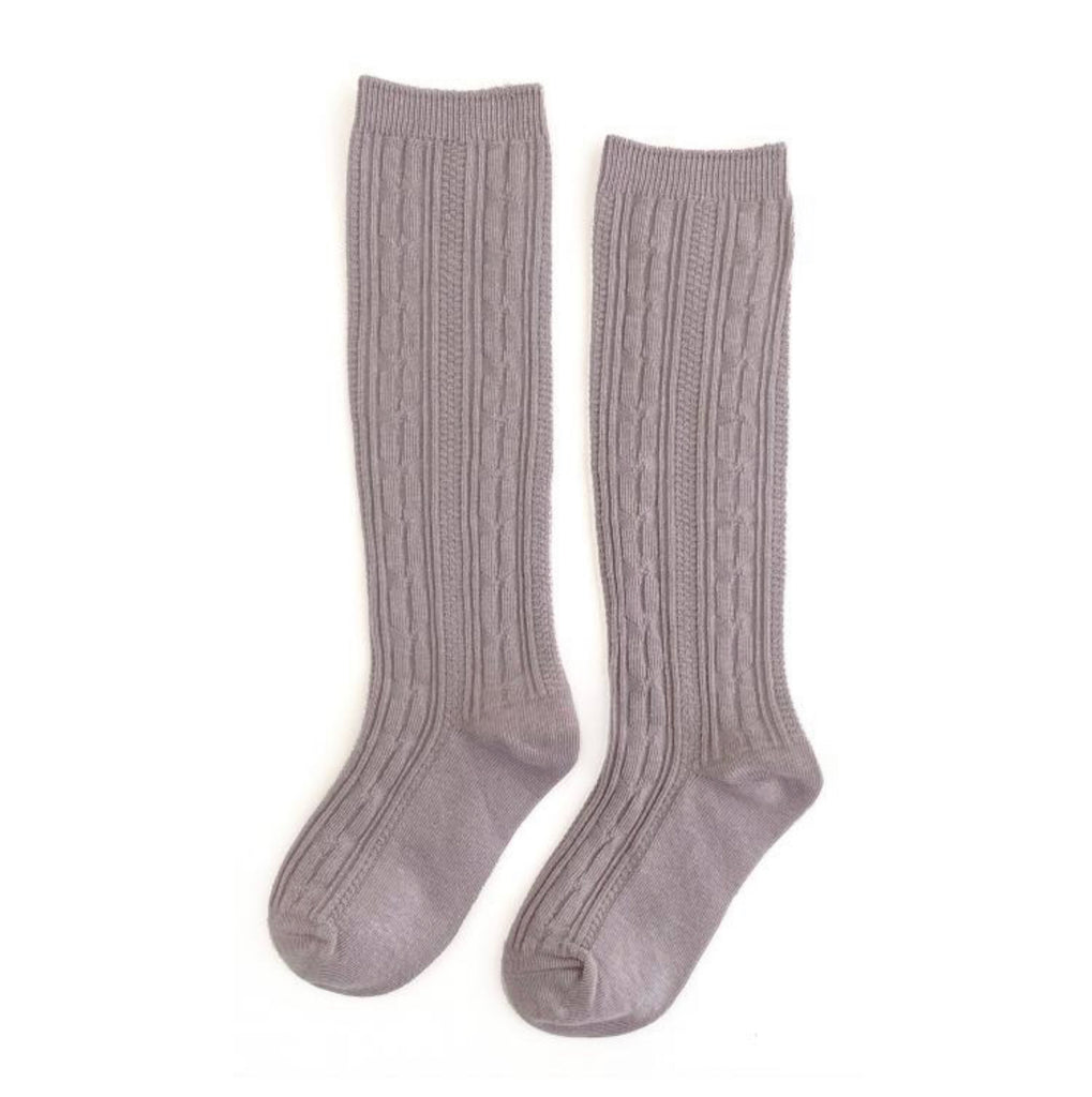 Dove Cable Knit Knee High Socks