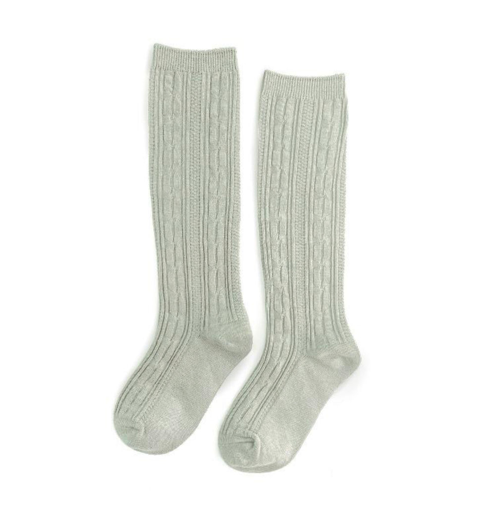 Sage Cable Knit Knee High Socks