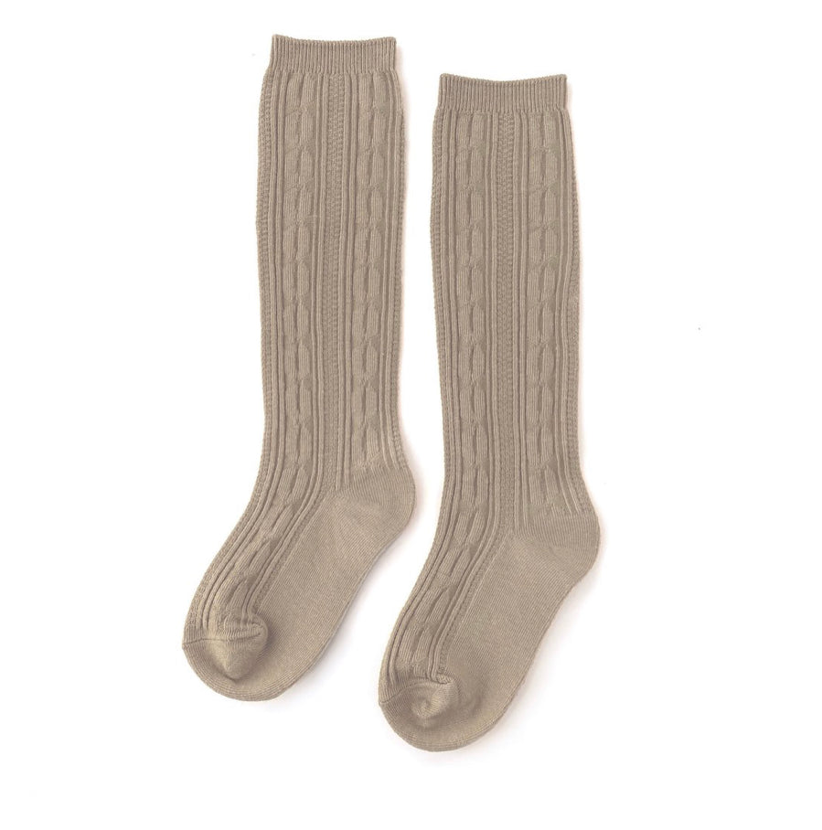 Oat Cable Knit Knee High Socks