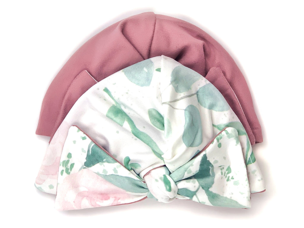 Blush Ruched Beanie with Bow