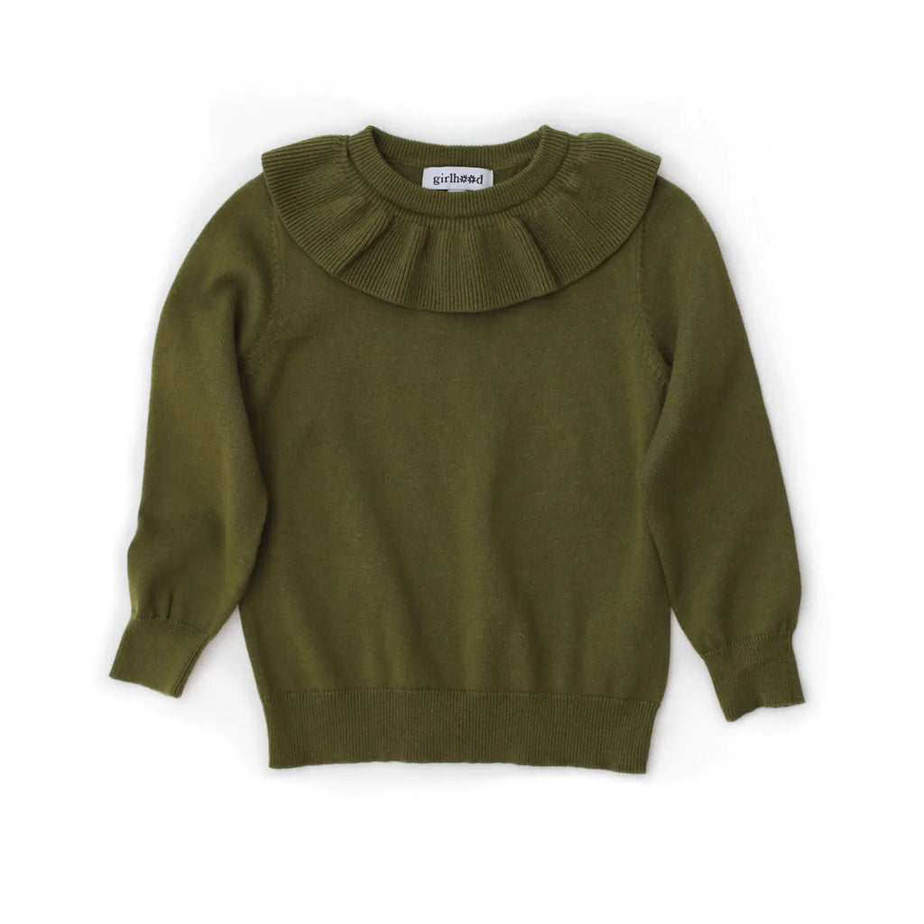 Olive Ruffle Pullover